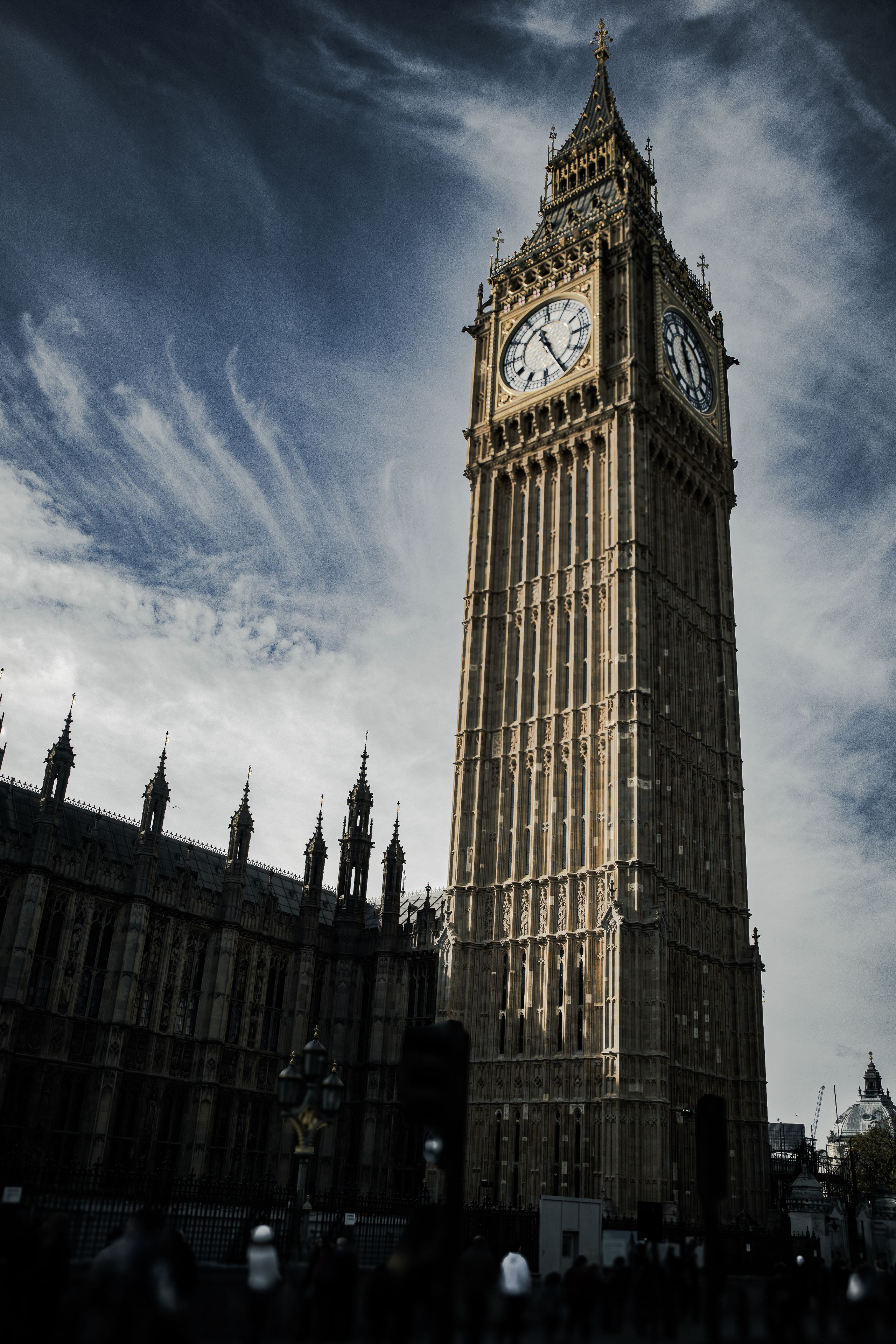 The Elizabeth Tower, commonly known as Big Ben, with a dramatic sky in the background